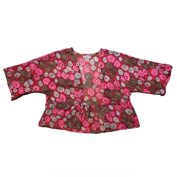 Travelsmith Semi-Sheer Spiral Peplum Cardigan Sz M Petite - Picture 2 of 12